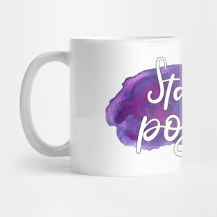 "Stay positive!" saying on purple watercolor splash Mug